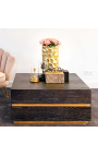 Square coffee table Boho black oak and gold stainless steel