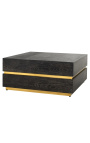 Table basse carrée Boho chêne noir et acier inoxydable doré