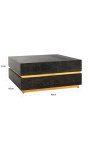 Square coffee table Boho black oak and gold stainless steel
