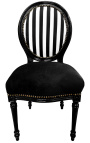 Scaun în stil Ludovic al XVI-lea dungi alb-negru și lemn negru