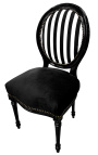 Louis XVI style chair black & white stripes and black wood