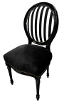 Chaise de style Louis XVI rayée noir et blanc et bois noir