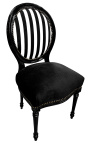 Louis XVI style chair black & white stripes and black wood