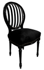 Louis XVI style chair black & white stripes and black wood