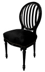 Louis XVI style chair black & white stripes and black wood