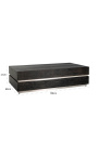 Rectangular coffee table Boho black oak and silver stainless steel