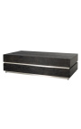 Rectangular coffee table Boho black oak and silver stainless steel