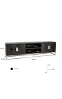 TV cabinet BOHO 220 cm 4 doors - black oak and silver stainless steel