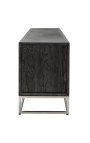 TV cabinet BOHO 220 cm 4 doors - black oak and silver stainless steel