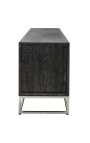 TV cabinet BOHO 220 cm 4 deuren - zwart oak en zilver staal