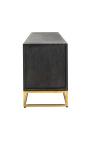 Mueble BOHO 220 cm 4 puertas - roble negro y oro de acero inoxidable