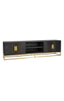TV kabinet BOHO 220 cm 4 ajtó - fekete tölgy és arany rozsdamentes acél
