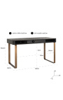 Desk cu 1 desen - black oak și brânză din oțel inoxidabil