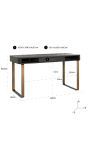 Pöytä, jossa on 1 drawer - mustan oakin ja brassin ruostumaton teräs