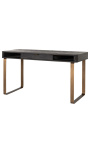 Pöytä, jossa on 1 drawer - mustan oakin ja brassin ruostumaton teräs