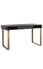 Desk met 1 drawer - zwart oak en brass staalloze staal