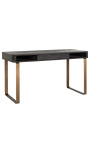 Desk with 1 drawer - black oak and brass stainless steel