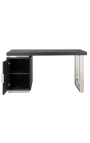 Reversible escritorio 150 cm - roble negro y acero inoxidable plata
