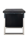 Vendbar skrivebord 150 cm - sort eg og sølv rustfrit stål