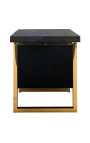 Atvirasis stalas 150 cm - juodojo ąžuolo ir aukso nerūdijančio plieno