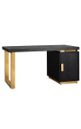 Vendbar skrivebord 150 cm - sort eg og guld rustfrit stål