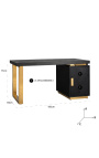 Reverzný stôl 150 cm - čierna dub a zlatá nehrdzavejúca oceľ