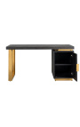 Obrnljiva miza 150 cm - črni hrast in zlato nerjavno jeklo