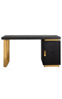 Reversible desk 150 cm - black oak and gold stainless steel