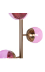 Contemporary designer floor lamp "Liber D" with 6 pink glass globes