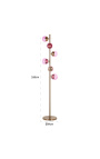 Contemporary designer floor lamp "Liber D" with 6 pink glass globes