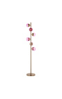 Lampe sur pied contemporaine design "Liber D" avec 6 globes en verre rose