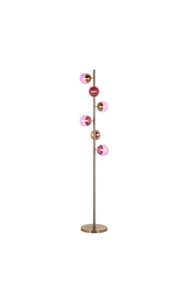 Hedendaagse designer vloerlamp "Vrij D" met 6 roze glasgolven