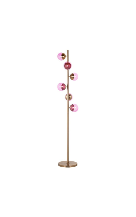 Hedendaagse designer vloerlamp "Vrij D" met 6 roze glasgolven