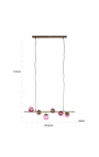 Lustre design "Liber C" avec 6 globes en verre rose