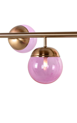 Design chandelier &quot;Liber C&quot; with 6 pink glass globes