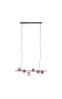 Lustre design "Liber C" avec 6 globes en verre rose