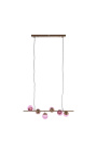 Ontwerp chandelier "Vrij C" met 6 roze glasgolven