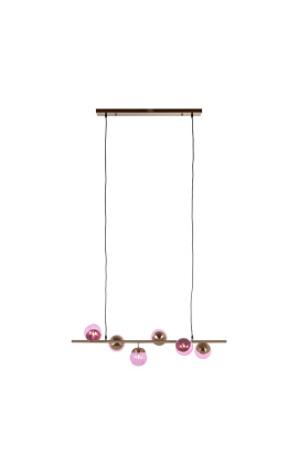 Designový chandelíř "Liber C" s 6 růžovými skleněnými koule