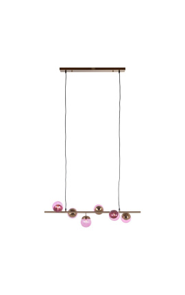 Lampadario di design "Liber C" con 6 globi in vetro rosa