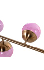Lustre design "Liber C" avec 6 globes en verre rose