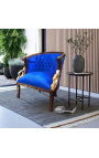 Grote bergère Empire stijl velvet blauw en mahogany hout