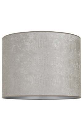 Cylindrical embossed velvet lampshade with silver crocodile effect 50 cm