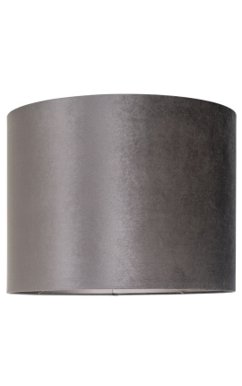 Abajur cilindric din catifea reliefata cu efect de piele de sarpe argintie 50 cm