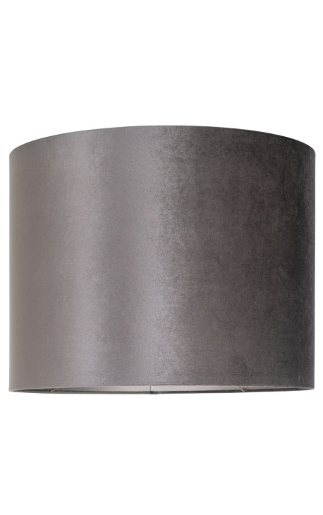 Abajur cilindric din catifea reliefata cu efect de piele de sarpe argintie 50 cm
