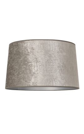 Conical embossed velvet lampshade with silver crocodile effect 45 cm