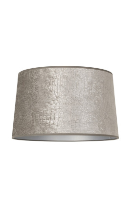 Conical embossed velvet lampshade with silver crocodile effect 40 cm