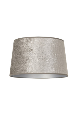 Conical embossed velvet lampshade with silver crocodile effect 35 cm