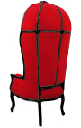 Grand porter's Baroque style chair red velvet and black wood