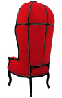 Grand porters stol i barokkstil rød fløyel og svart tre