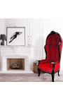 Grand Porter baroko stiliaus kėdė raudono aksomo ir juodo medžio